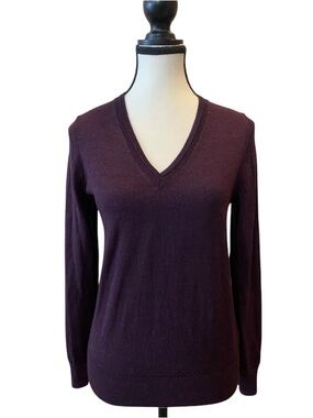 Banana Republic Plum V-Neck Long Sleeve Sweater Size L Minimalist